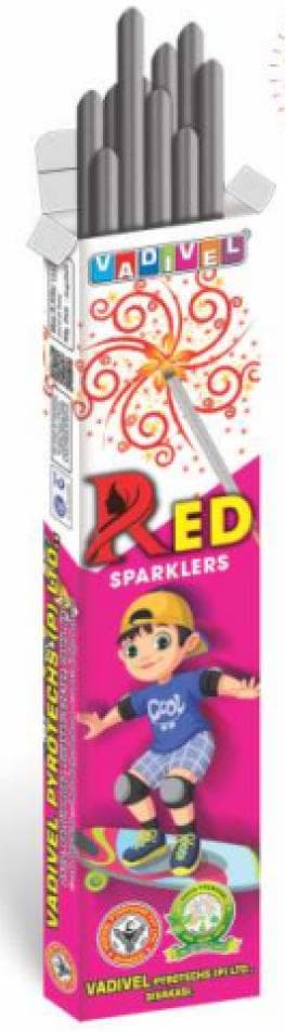 7 Cm Red Sparklers – 100 Pcs Box | Vadivel Fireworks | Umayal Crackers thumbnail