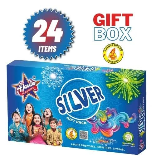 Silver Gift Box – 24 Assorted Fireworks | Ajanta Fireworks | Umayal Crackers